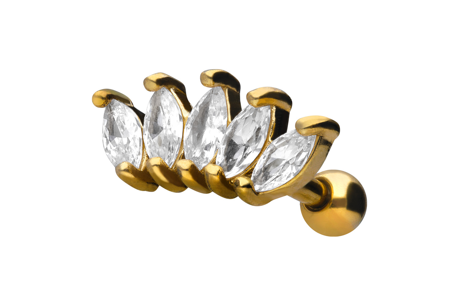 Chirurgenstahl Ohrpiercing 5 KRISTALLE