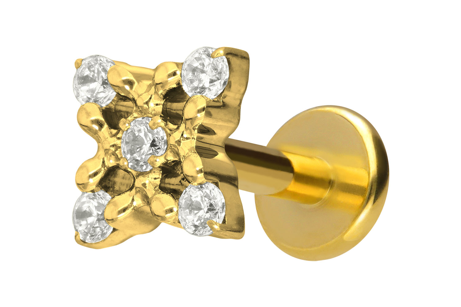 Titan Labret mit Innengewinde KRISTALLBLUME