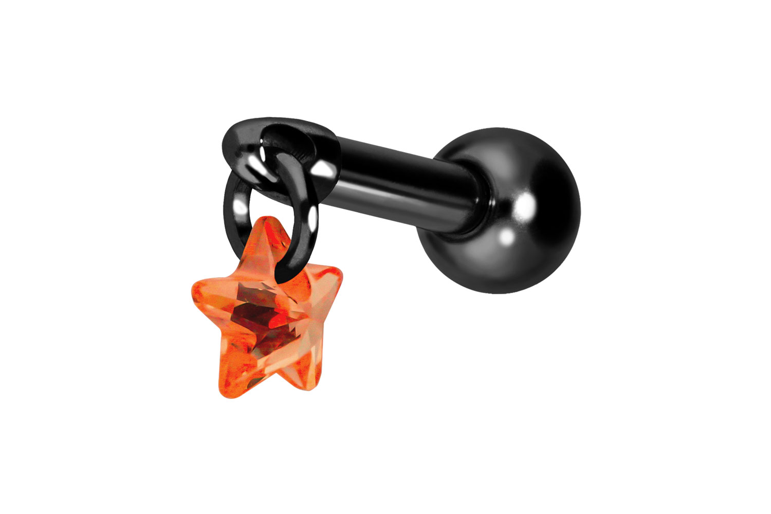 Titanium ear piercing with internal thread CRYSTAL STAR