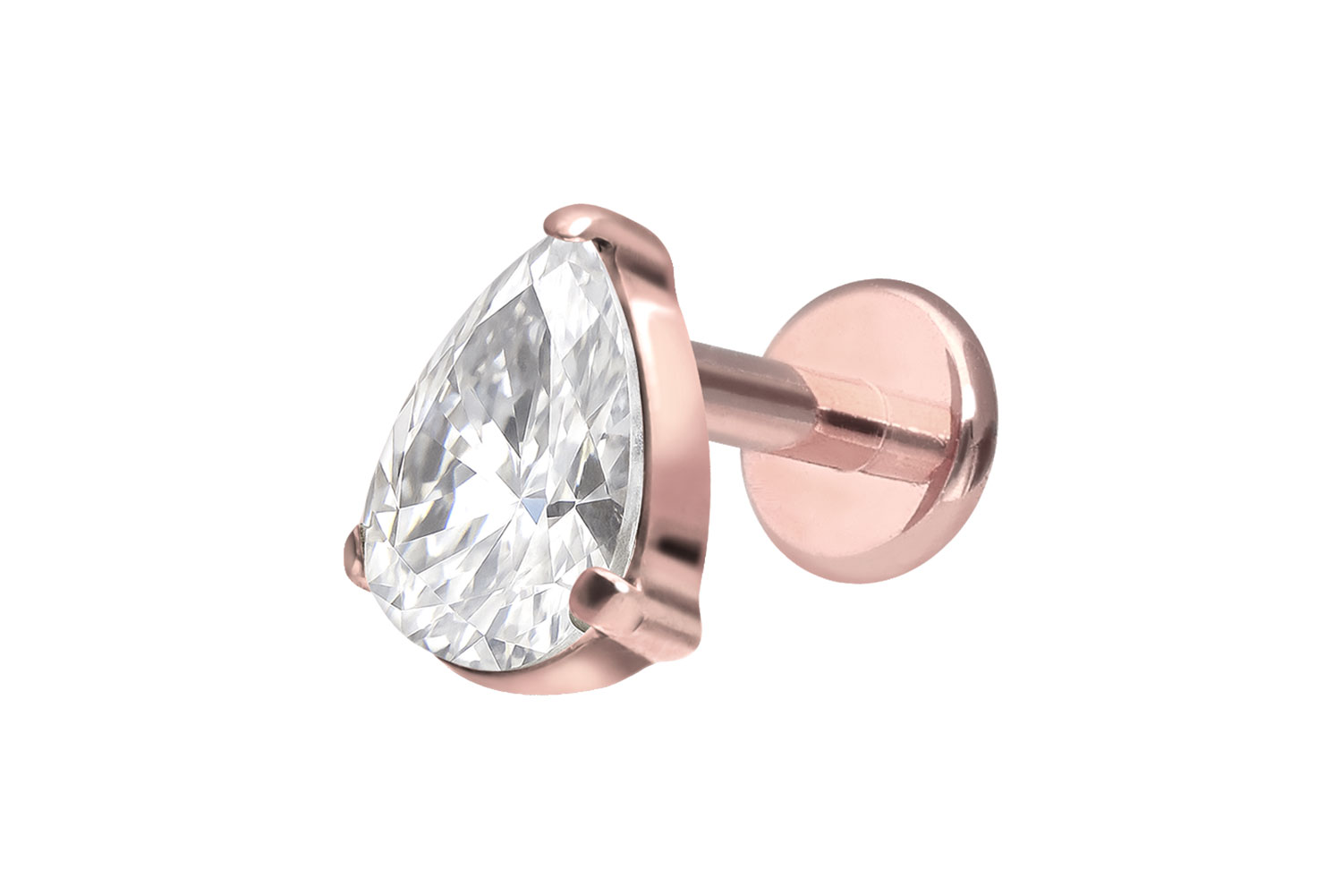 Premium Titan Labret mit Innengewinde KRISTALLTROPFEN