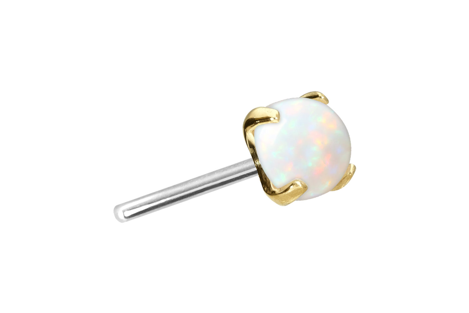 14 Karat Gold Aufsatz mit Titan Push Pin SYNTHETISCHER OPAL