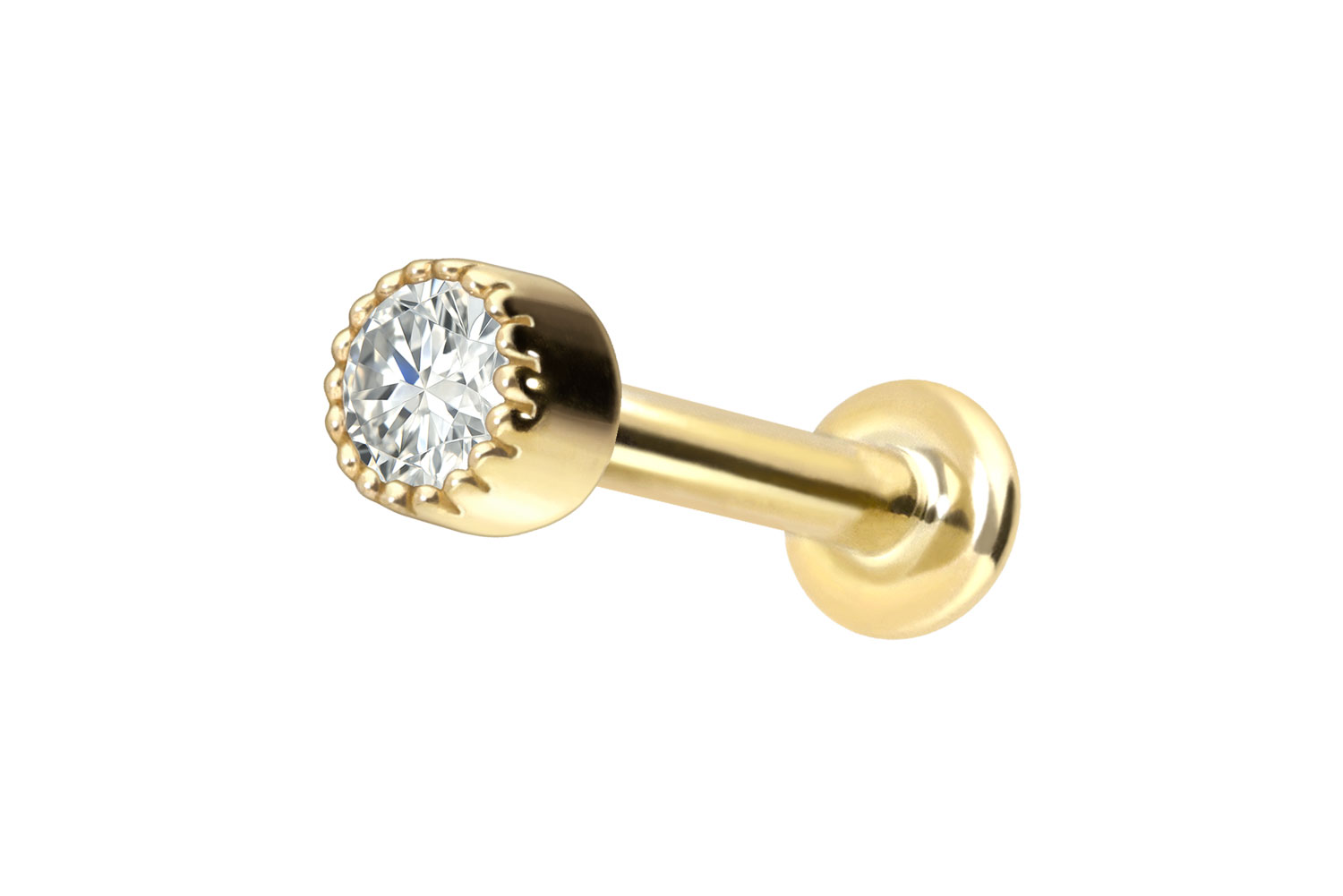 18 carat labret with internal thread DIAMOND DISC
