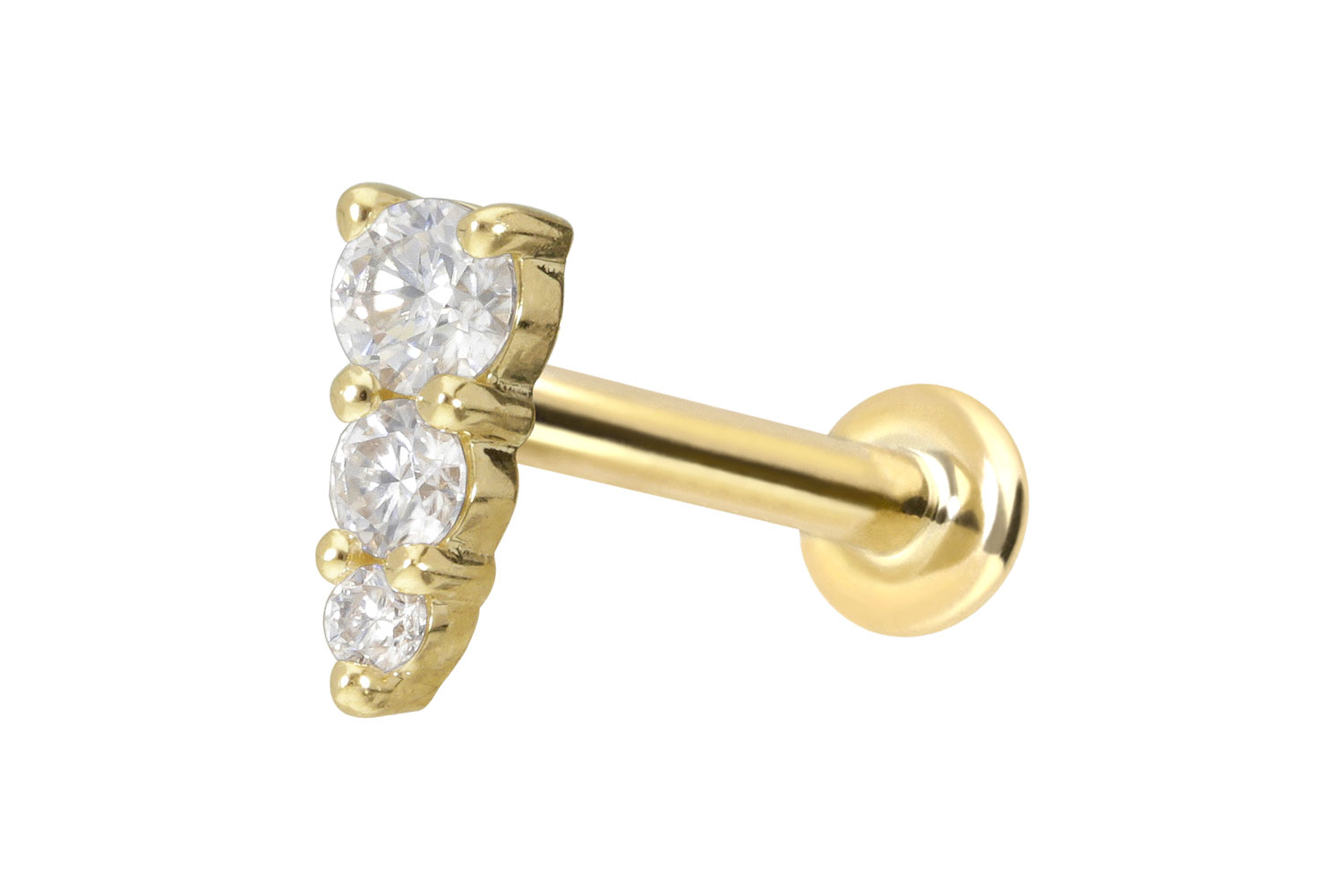 14 Karat Gold Labret mit Innengewinde MOISSANIT-EISZAPFEN