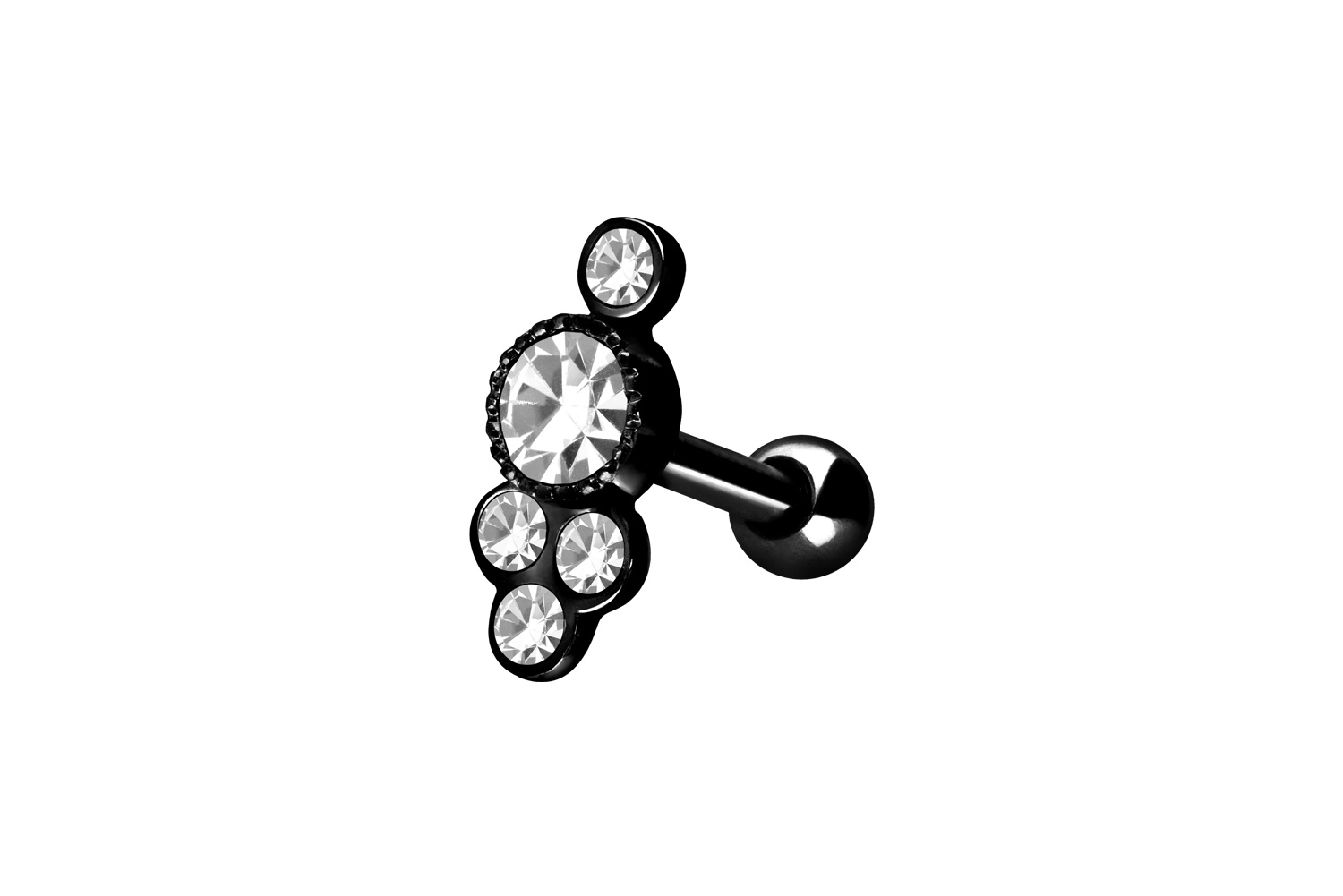 Chirurgenstahl Ohrpiercing ORIENTALISCHES DESIGN + 5 KRISTALLE