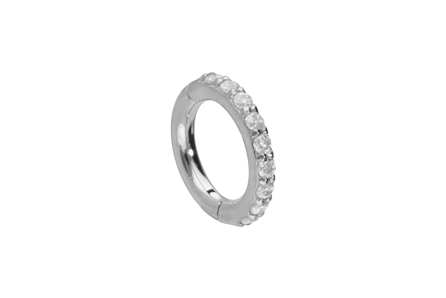 14/18 Karat Gold Segmentring Clicker EINGEFASSTE MOISSANITE