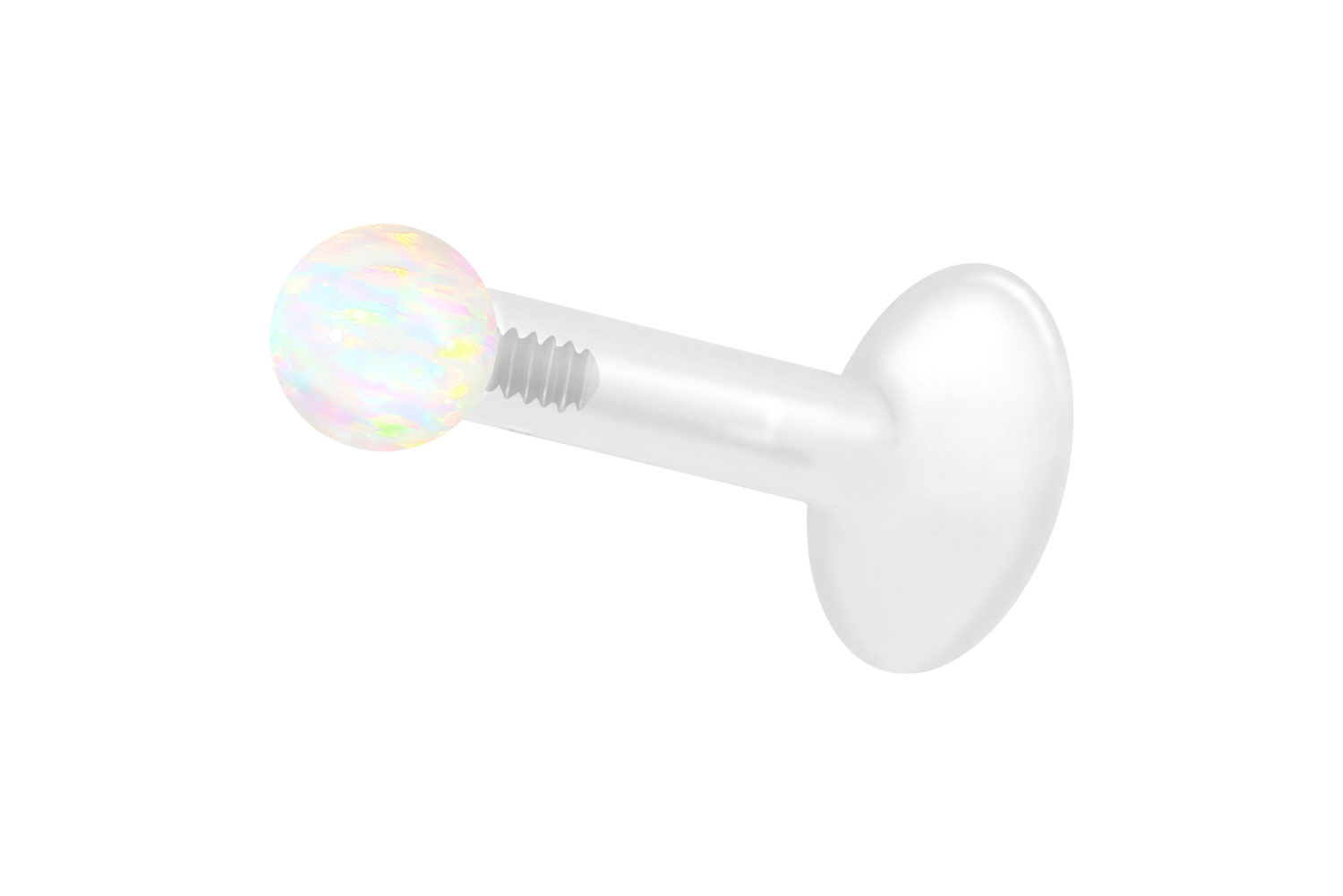 PTFE Labret mit Innengewinde + Titan-Aufsatz SYNTHETISCHER OPAL PTFE Labret mit Innengewinde + Titan-Aufsatz SYNTHETISCHER OPAL