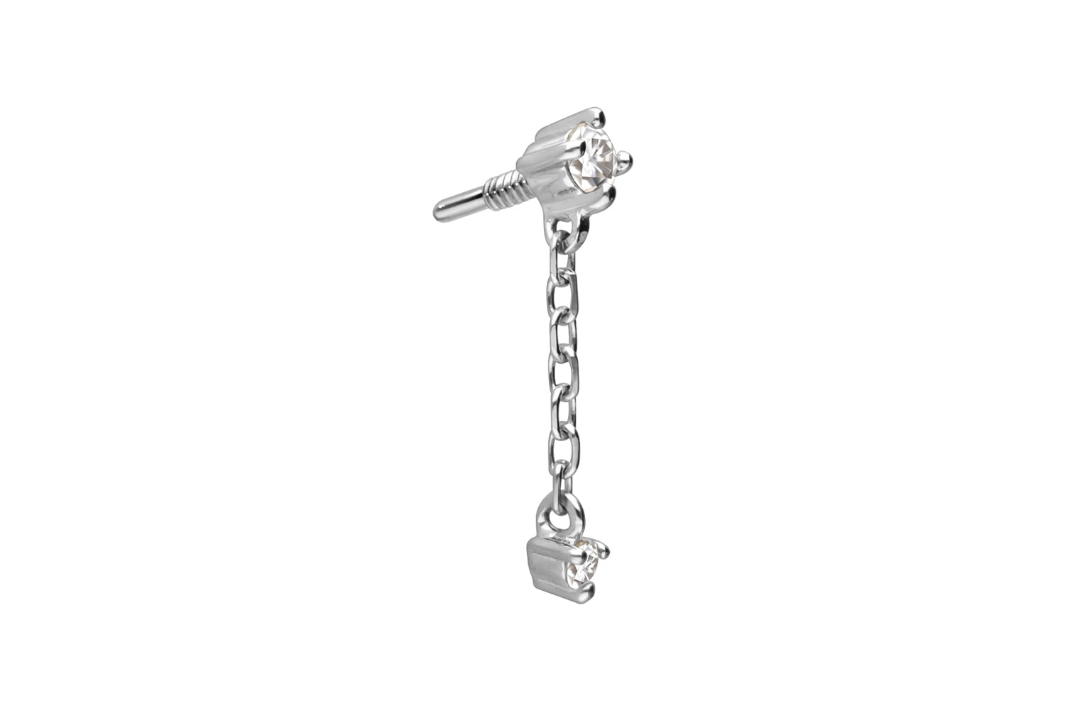 14 carat gold screw-in attachment with external thread 2 MOISSANITES + CHAIN