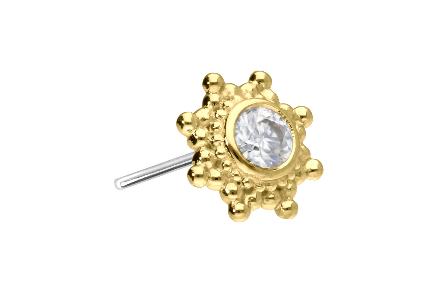 14 Karat Gold Aufsatz mit Titan Push Pin MOISSANIT-SONNE 14 Karat Gold Aufsatz mit Titan Push Pin MOISSANIT-SONNE