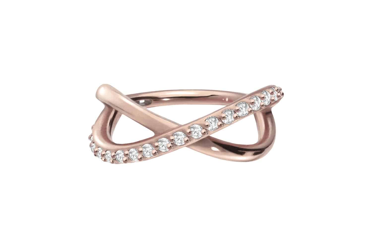 Chirurgenstahl Segmentring Clicker UNENDLICHKEIT + EINGEFASSTE KRISTALLE