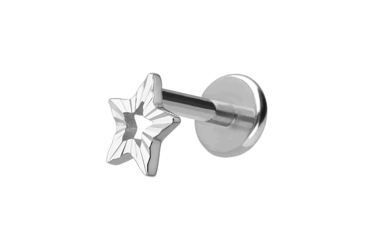 Titan Labret mit Innengewinde + 925er Silber Aufsatz STERN