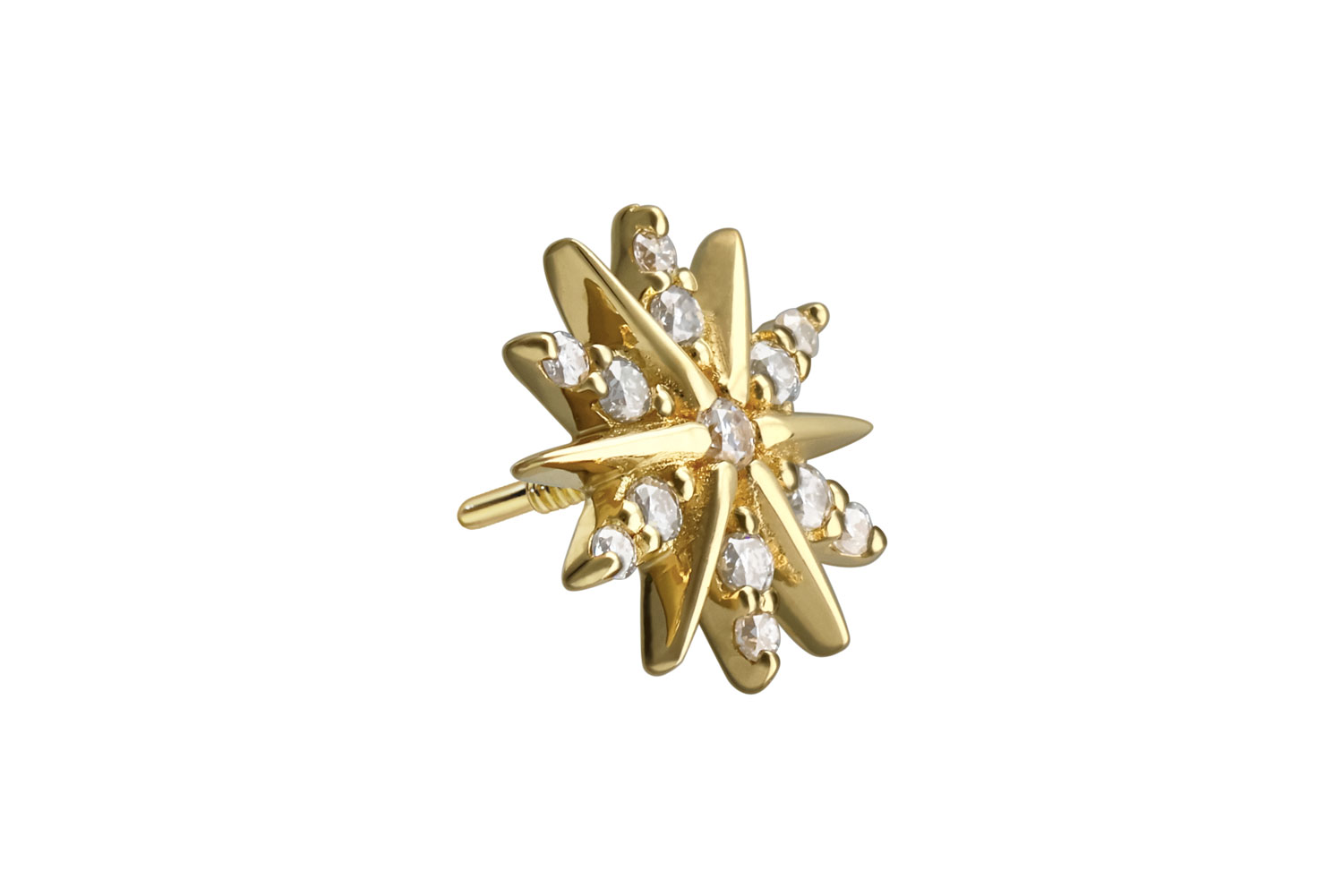14 carat gold screw-in attachment with external thread MOISSANITE FLOWER