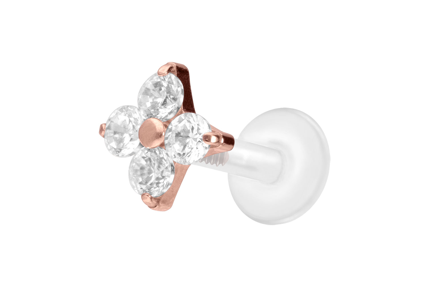 PTFE labret with internal thread + titanium attachment CRYSTAL FLOWER