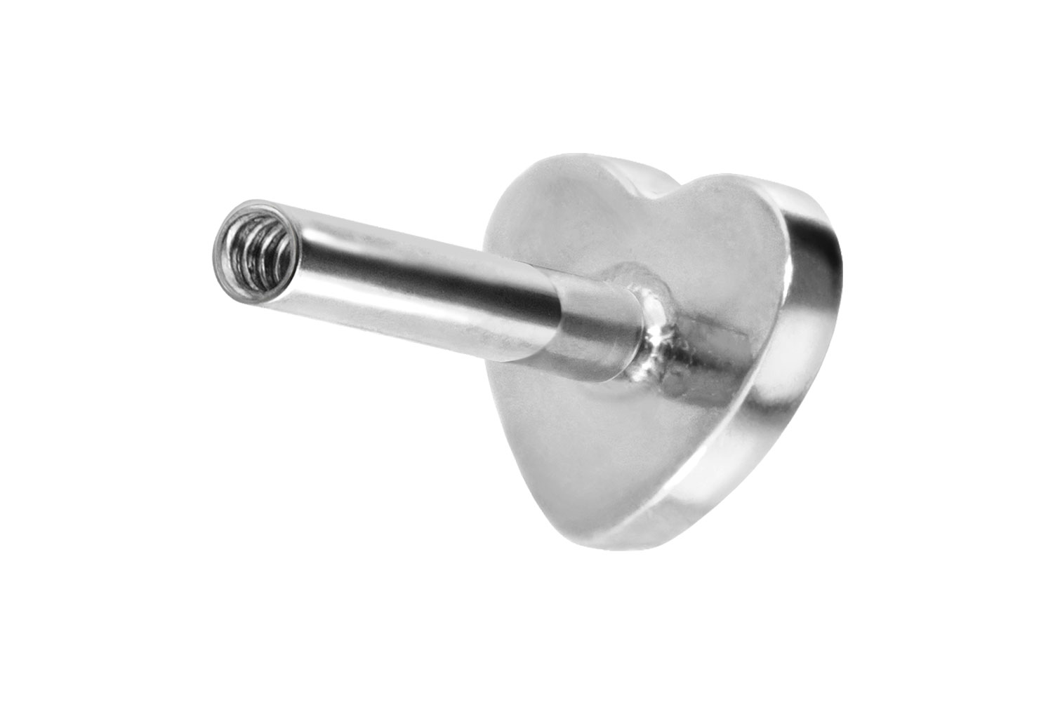 Titanium labret with internal thread without ball HEART