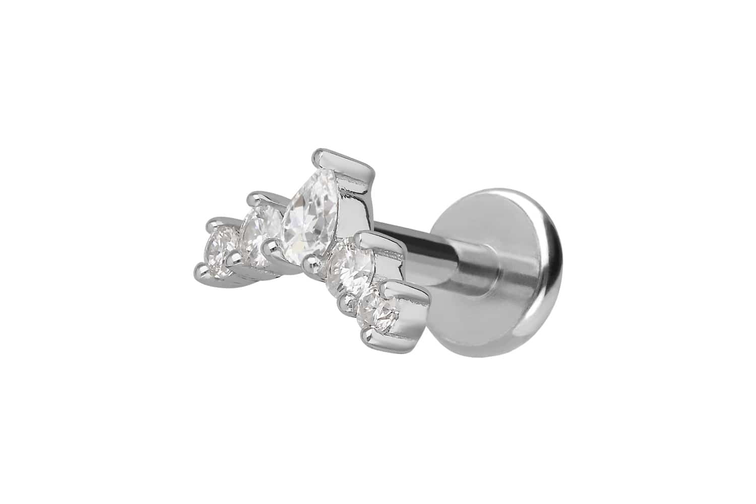 Titan Labret mit Innengewinde + 925er Silber Aufsatz MOISSANIT-BOGEN