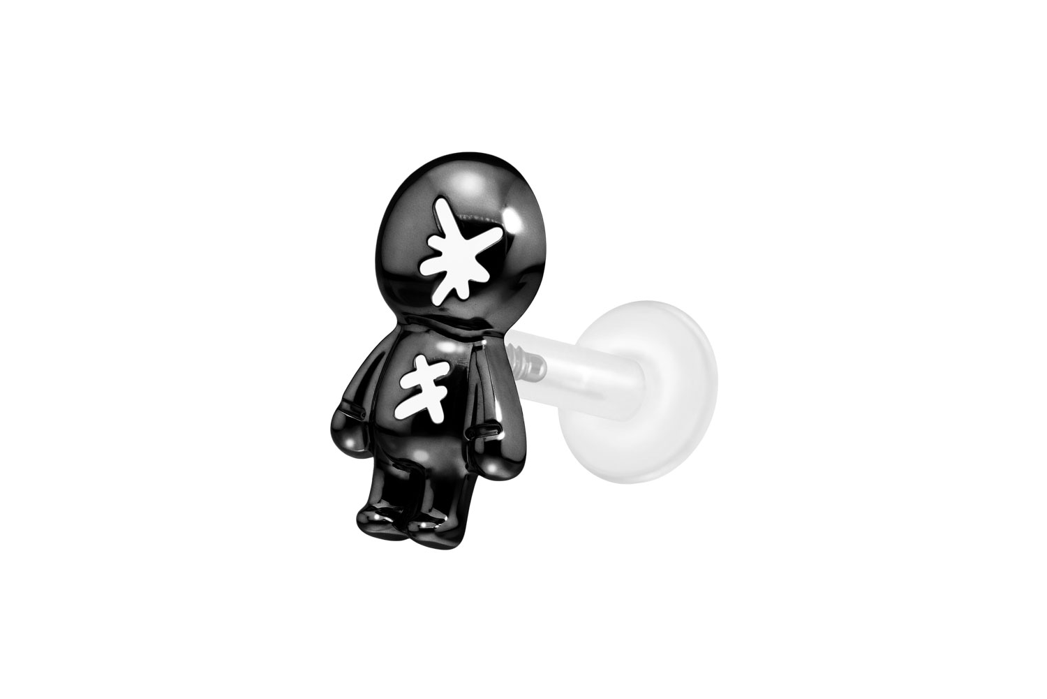 PTFE Labret mit Innengewinde + Titan-Aufsatz PUPPE