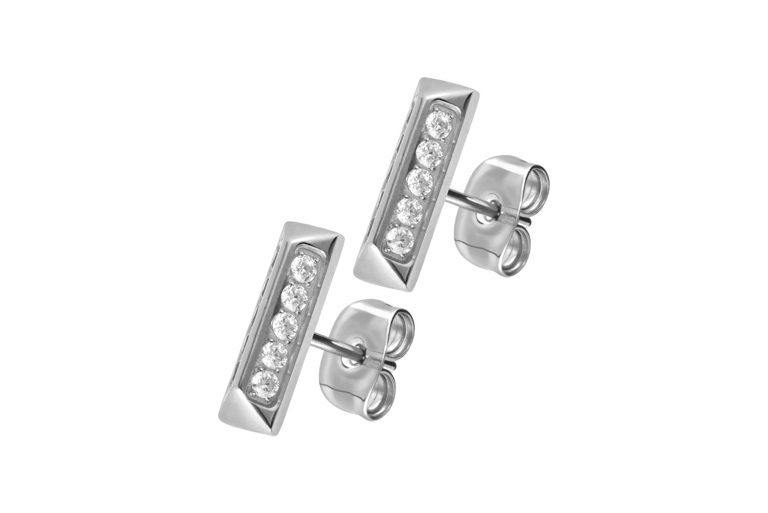 Titan Ohrstecker PYRAMIDE + EINGEFASSTE KRISTALLE