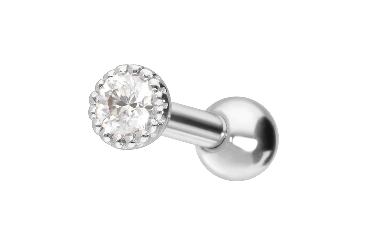 14/18 Karat Gold Ohrpiercing MOISSANIT