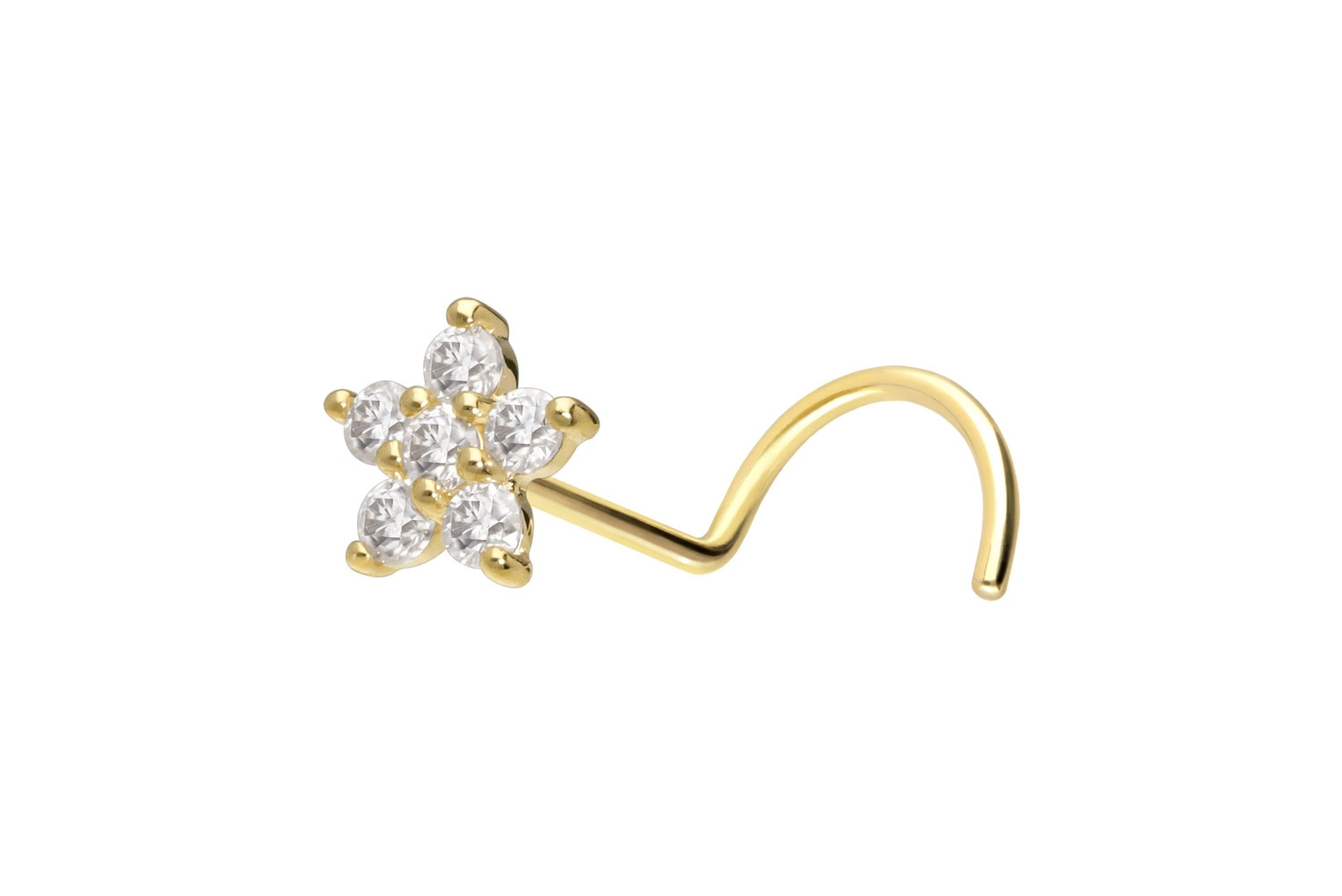 14/18 Karat Gold Nasenstecker Spirale MOISSANIT-BLUME