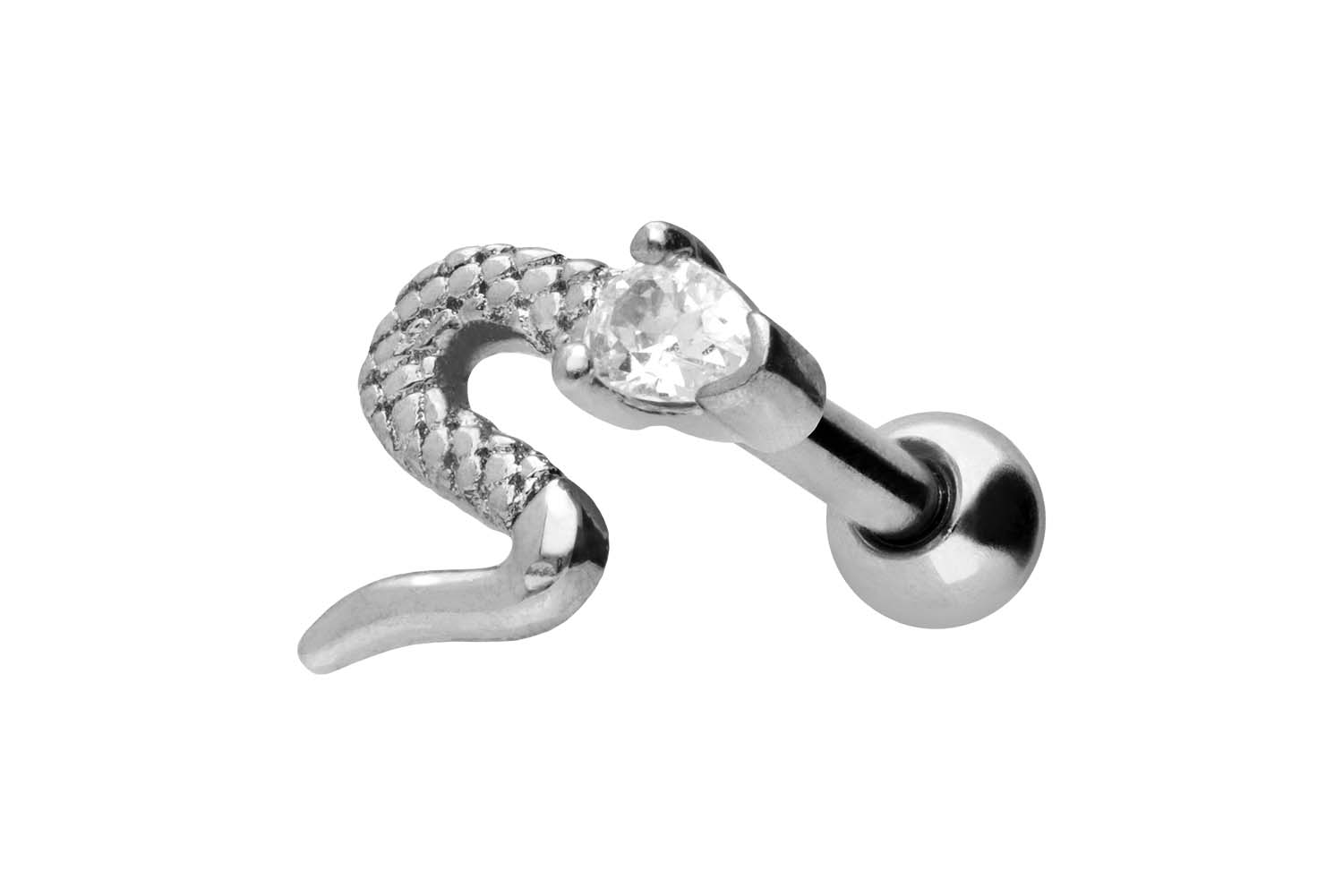 Chirurgenstahl Ohrpiercing SCHLANGE + KRISTALL