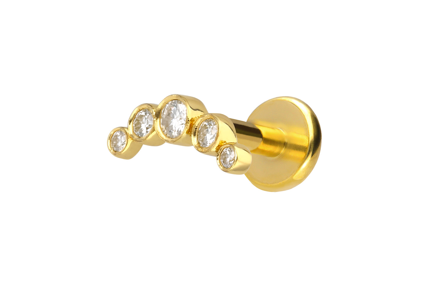 Titan Labret mit Innengewinde + 925er Silber Aufsatz MOISSANIT-BOGEN