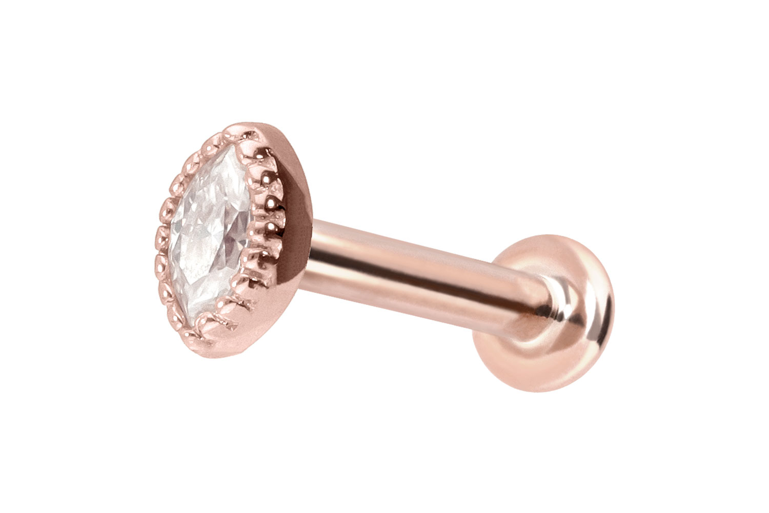 14 Karat Gold Labret mit Push Fit MOISSANIT-OVAL