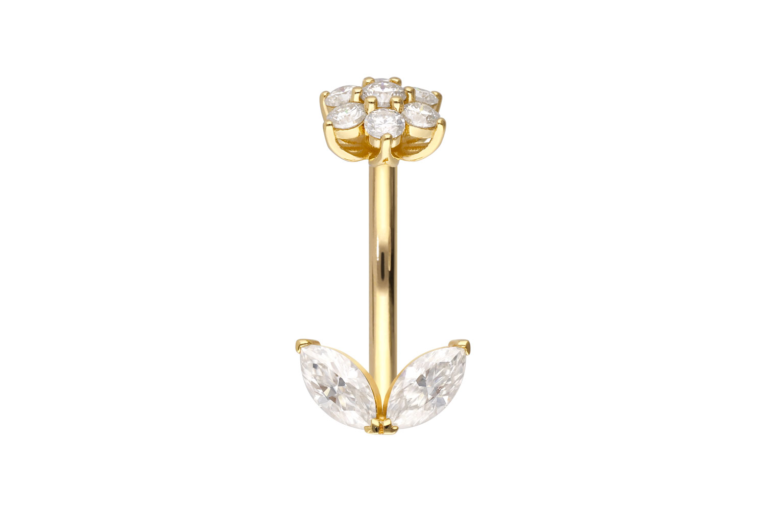 14/18 carat gold bananabell MOISSANITE FLOWER