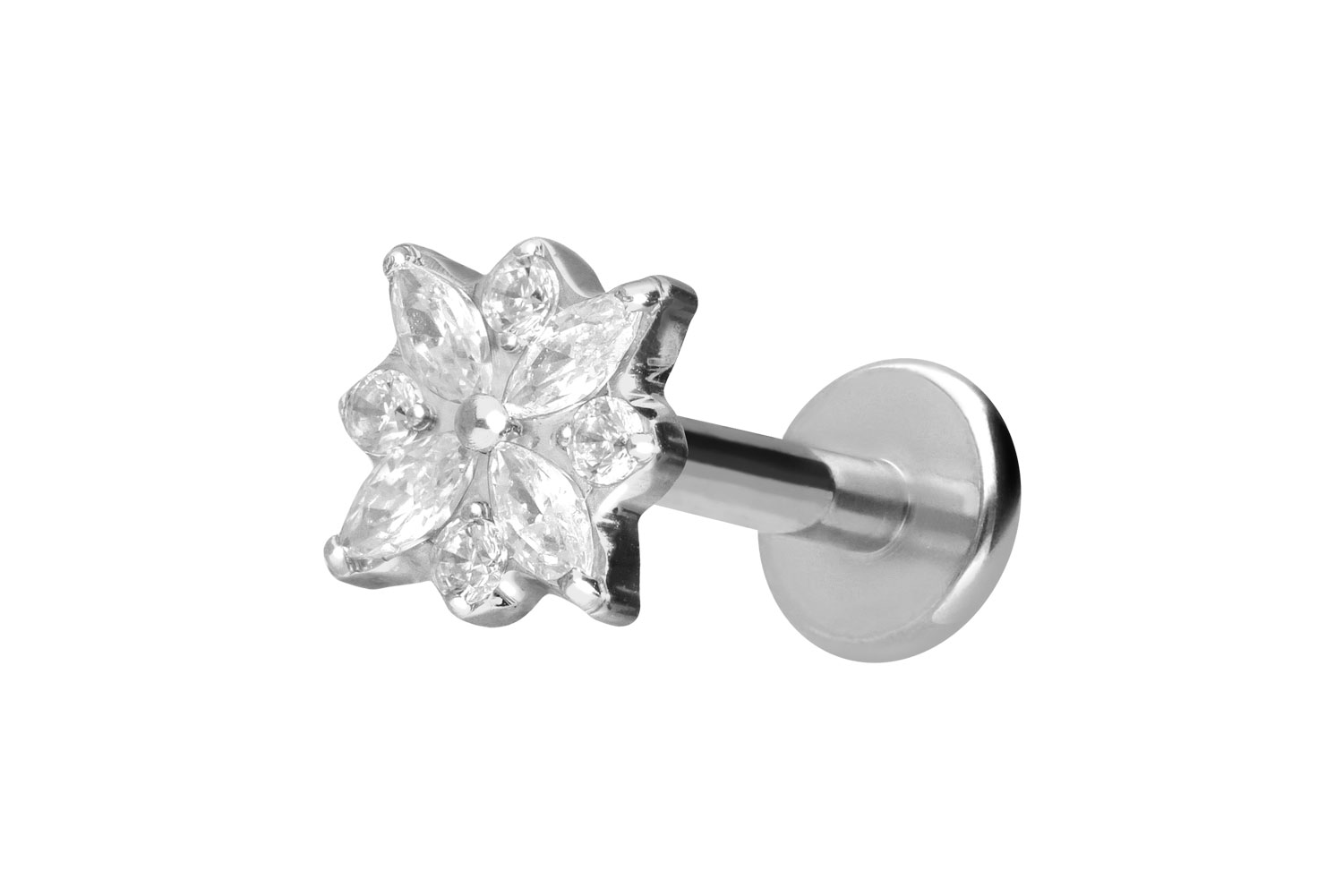 Titan Labret mit Innengewinde KRISTALLBLUME