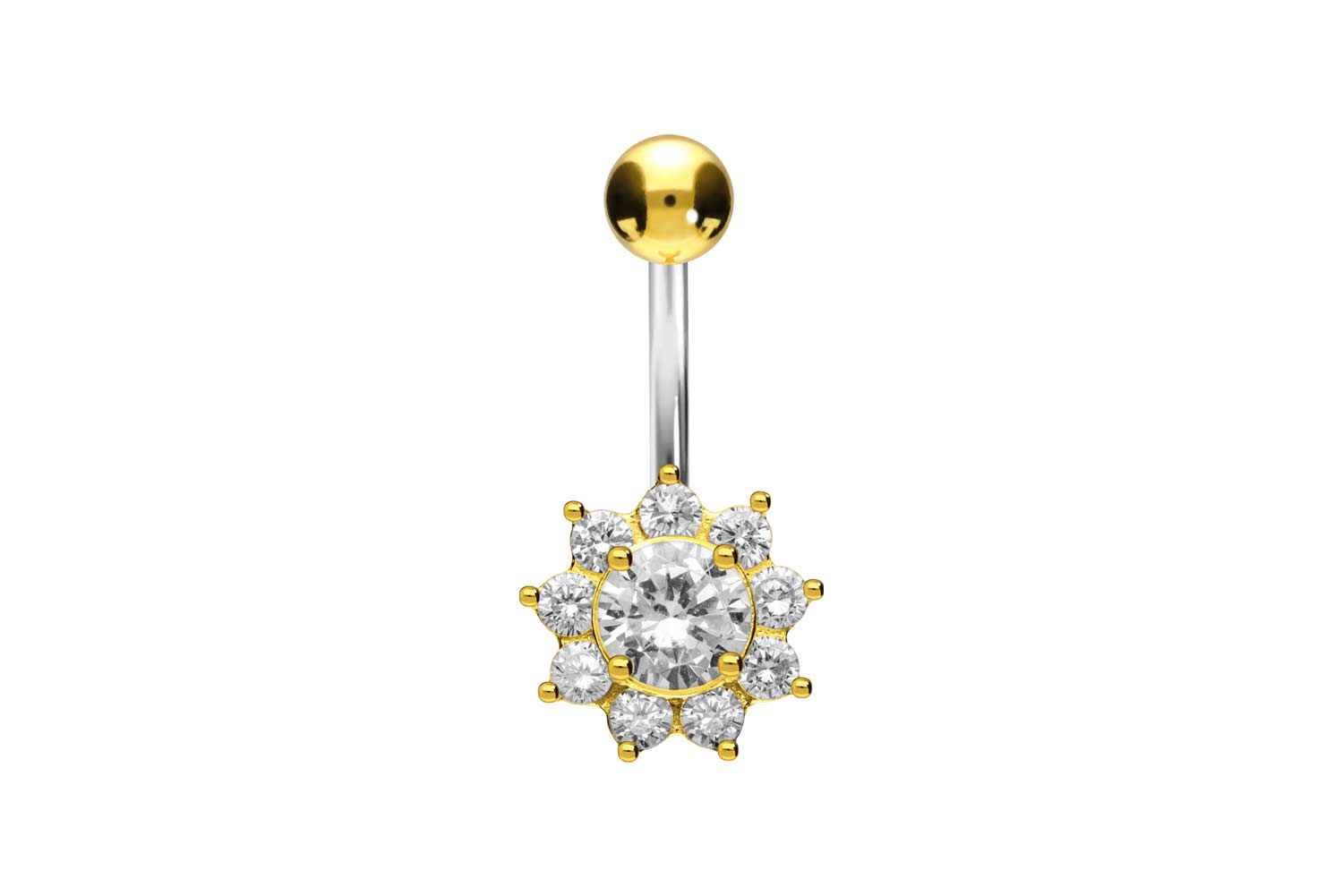 Titanium bananabell with 925 silver design CRYSTAL FLOWER
