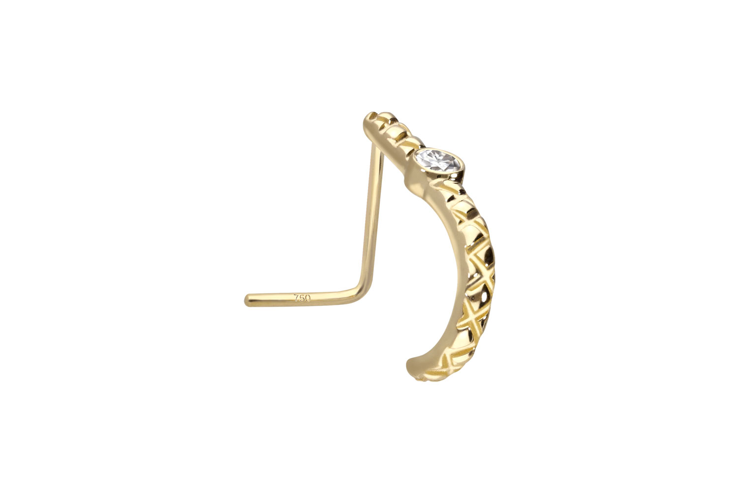 14/18 carat gold nose stud MOISSANITE