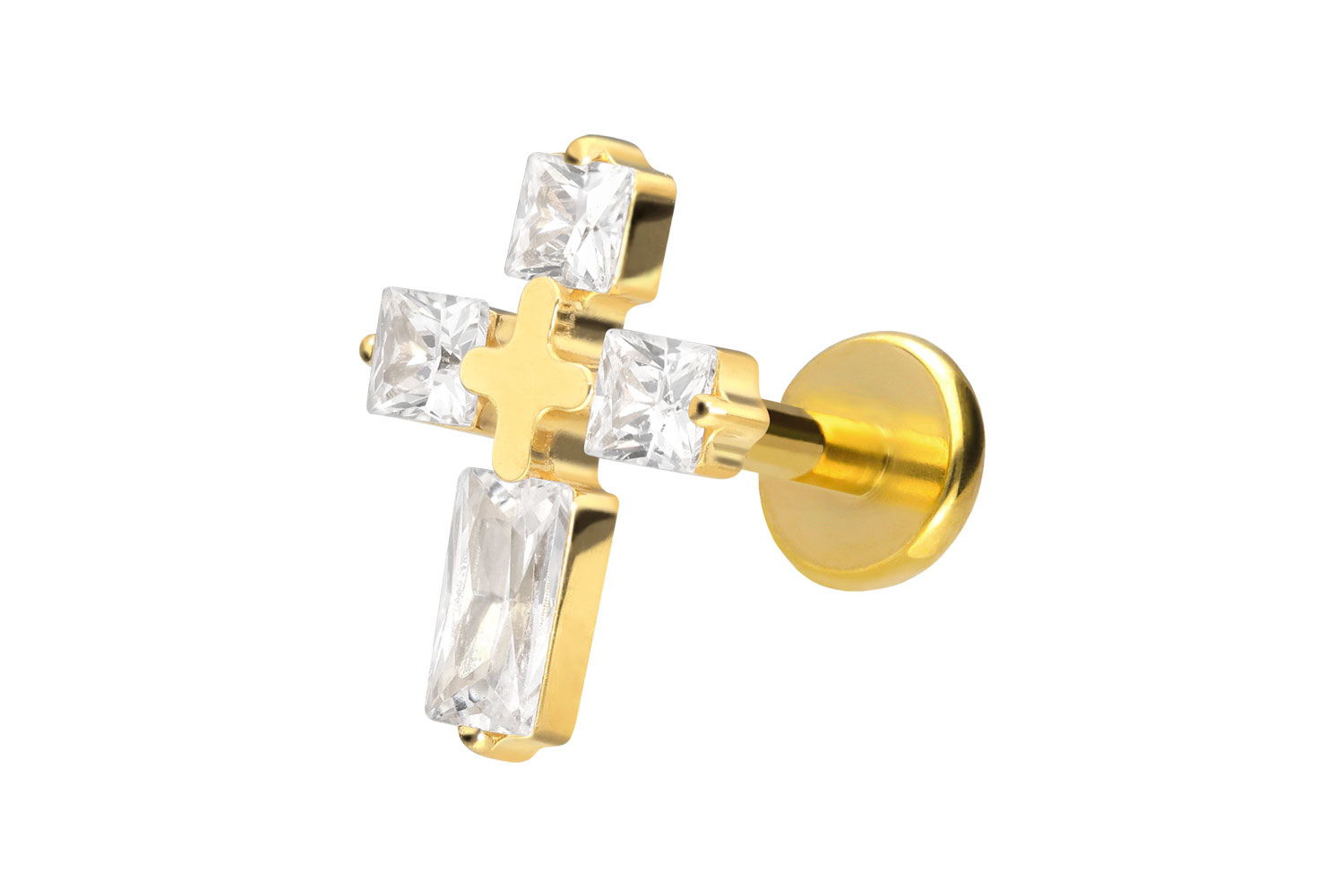 Titan Labret mit Push Fit KRISTALLKREUZ