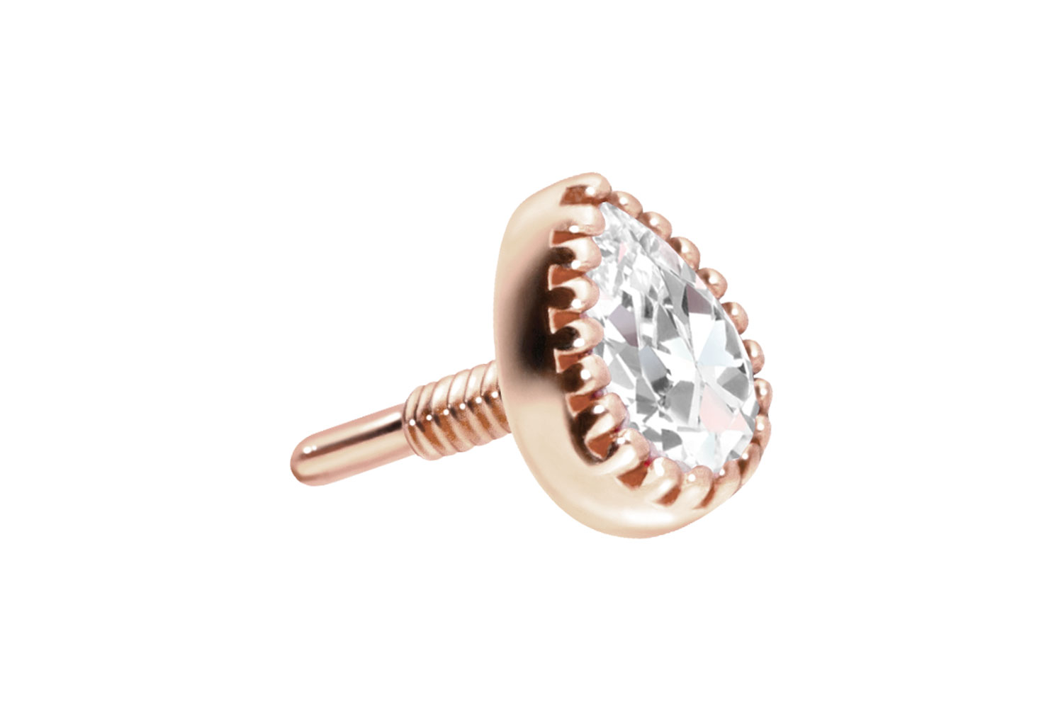14 Karat Gold Schraubaufsatz mit Außengewinde MOISSANIT-TROPFEN