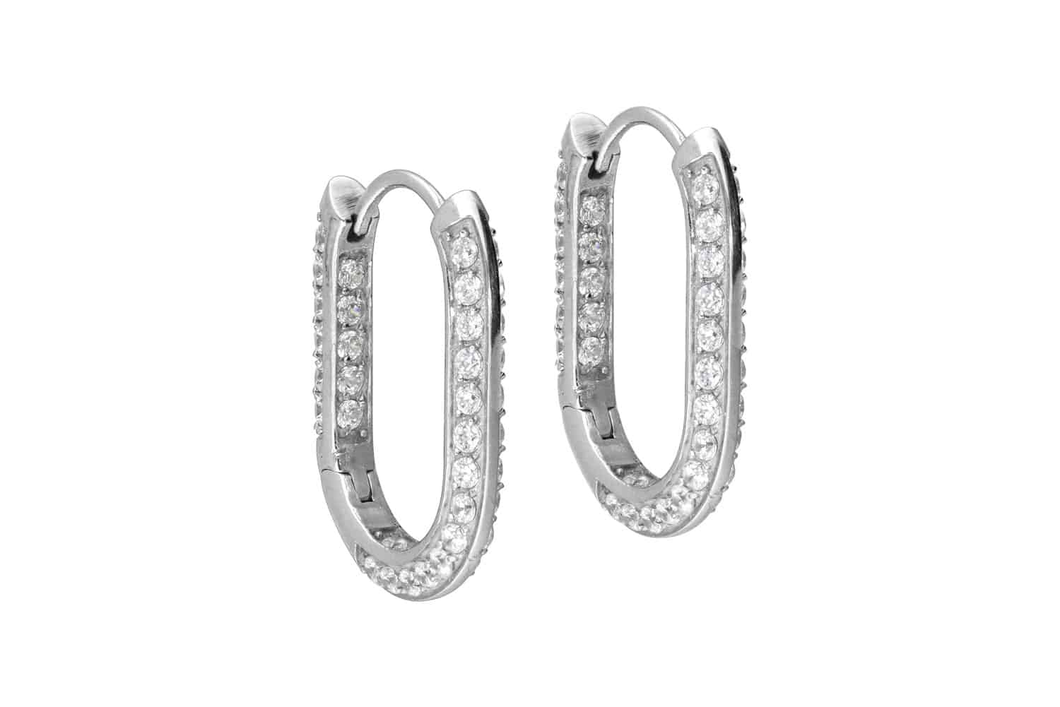 Surgical steel ear clicker creoles OVAL + CRYSTAL BORDER