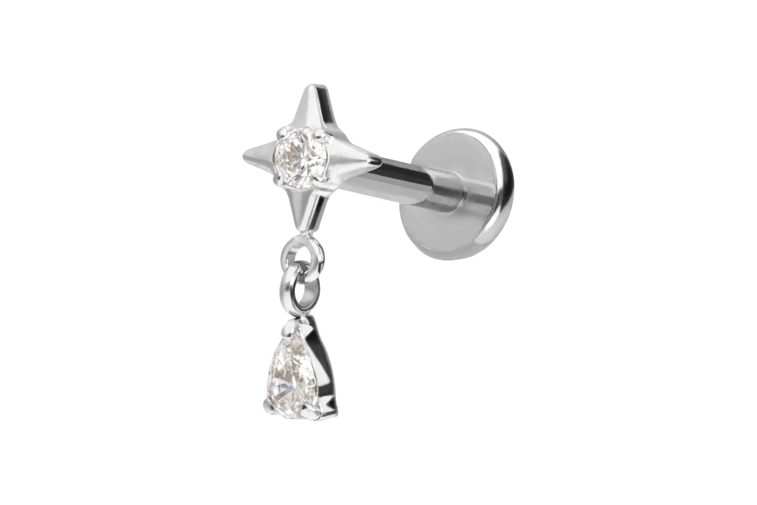 Titan Labret mit Push Fit STERN + KRISTALLTROPFEN