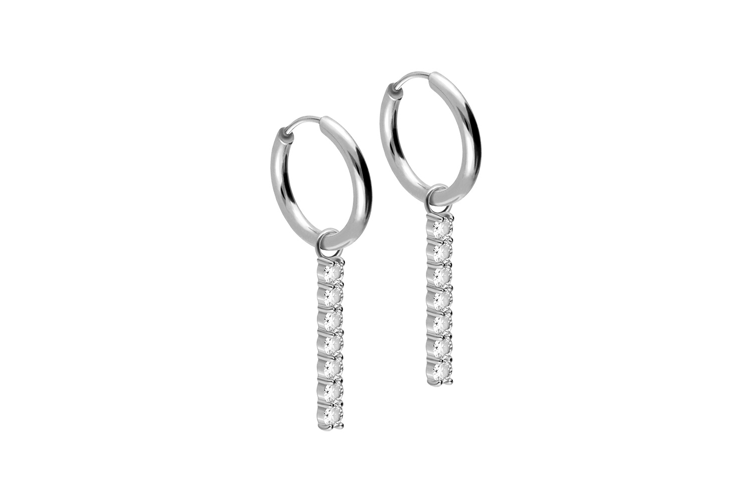 Surgical steel ear clicker creoles CRYSTAL BAR