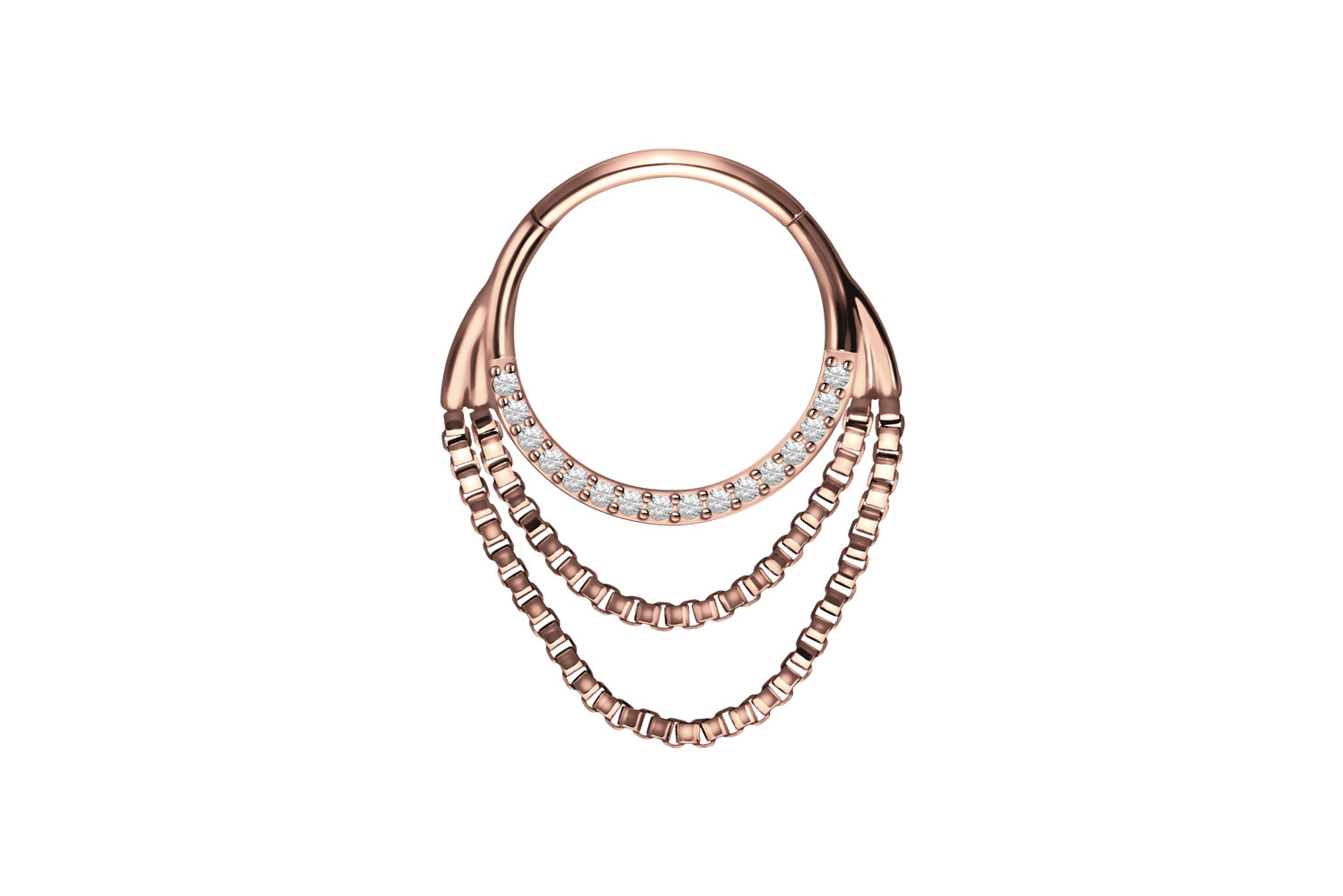 Chirurgenstahl Segmentring Clicker 2 KETTEN + EINGEFASSTE KRISTALLE