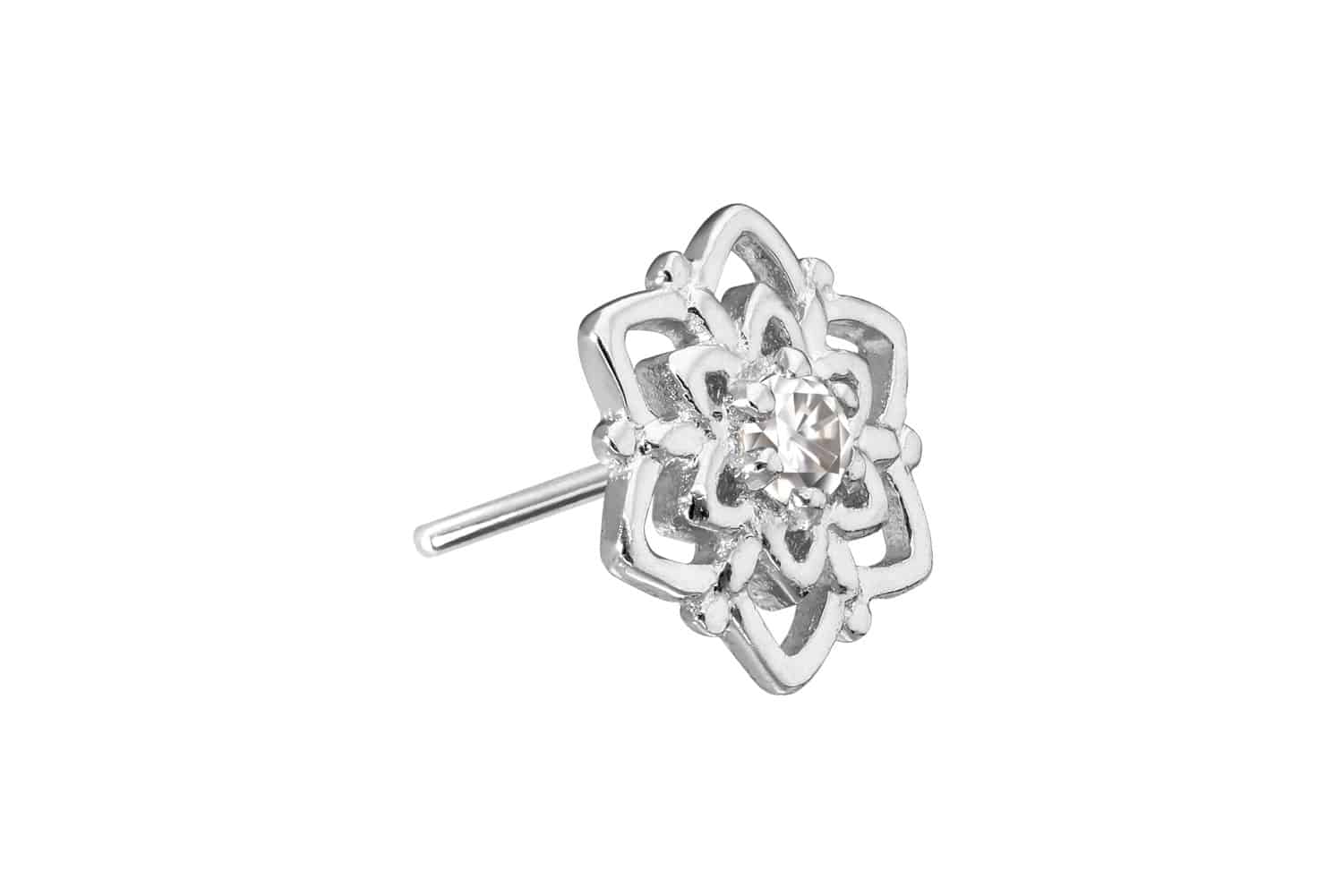 14 Karat Gold Aufsatz mit Titan Push Pin MOISSANIT + BLUME