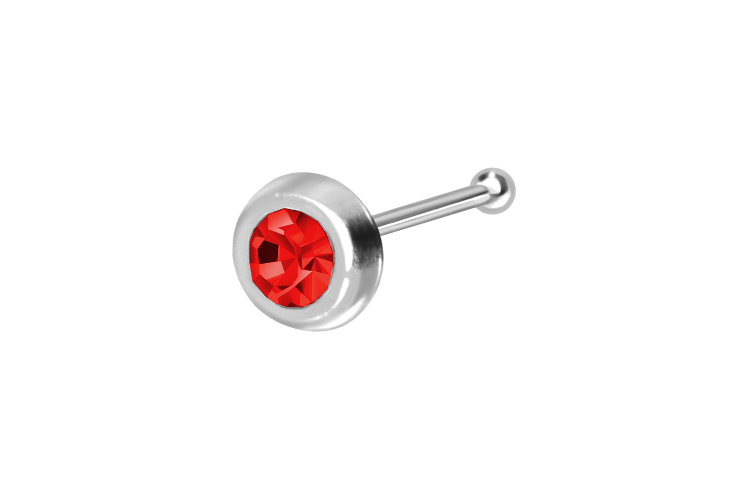 925 silver nose stud pin ROUND CRYSTAL