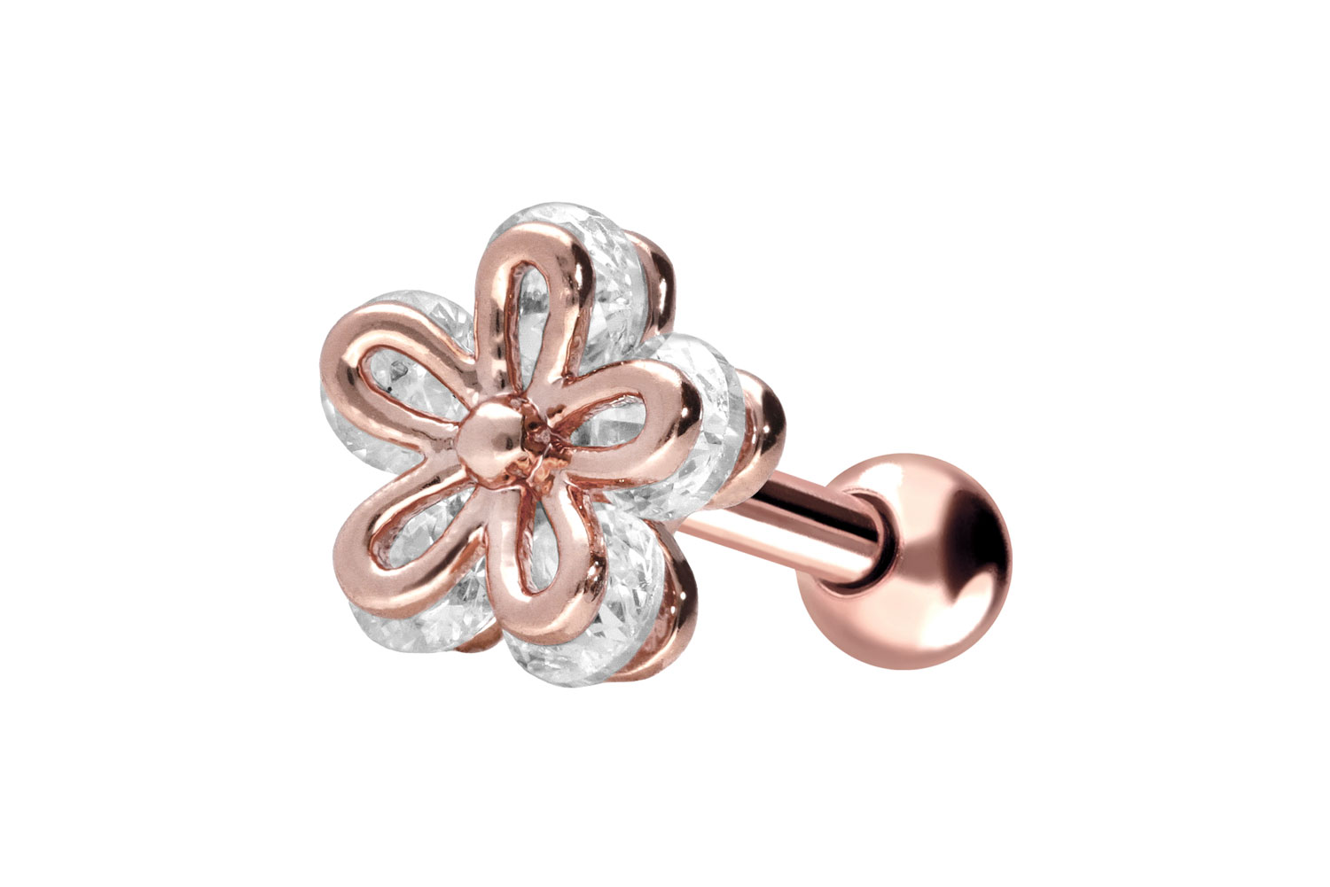 Chirurgenstahl Ohrpiercing BLUME + KRISTALL
