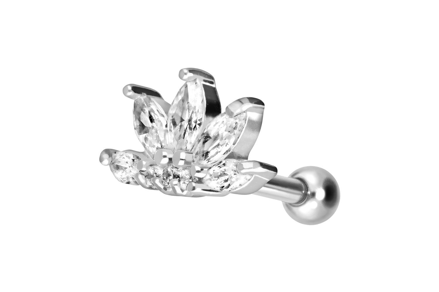 Chirurgenstahl Ohrpiercing LOTUSBLÜTE + KRISTALLE