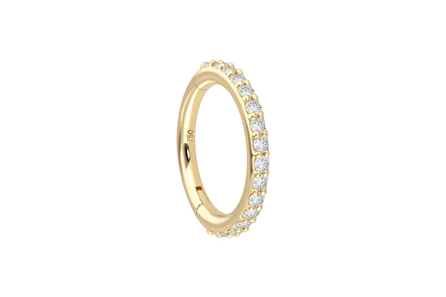 18 Karat Gold Segmentring Clicker EINGEFASSTE DIAMANTEN
