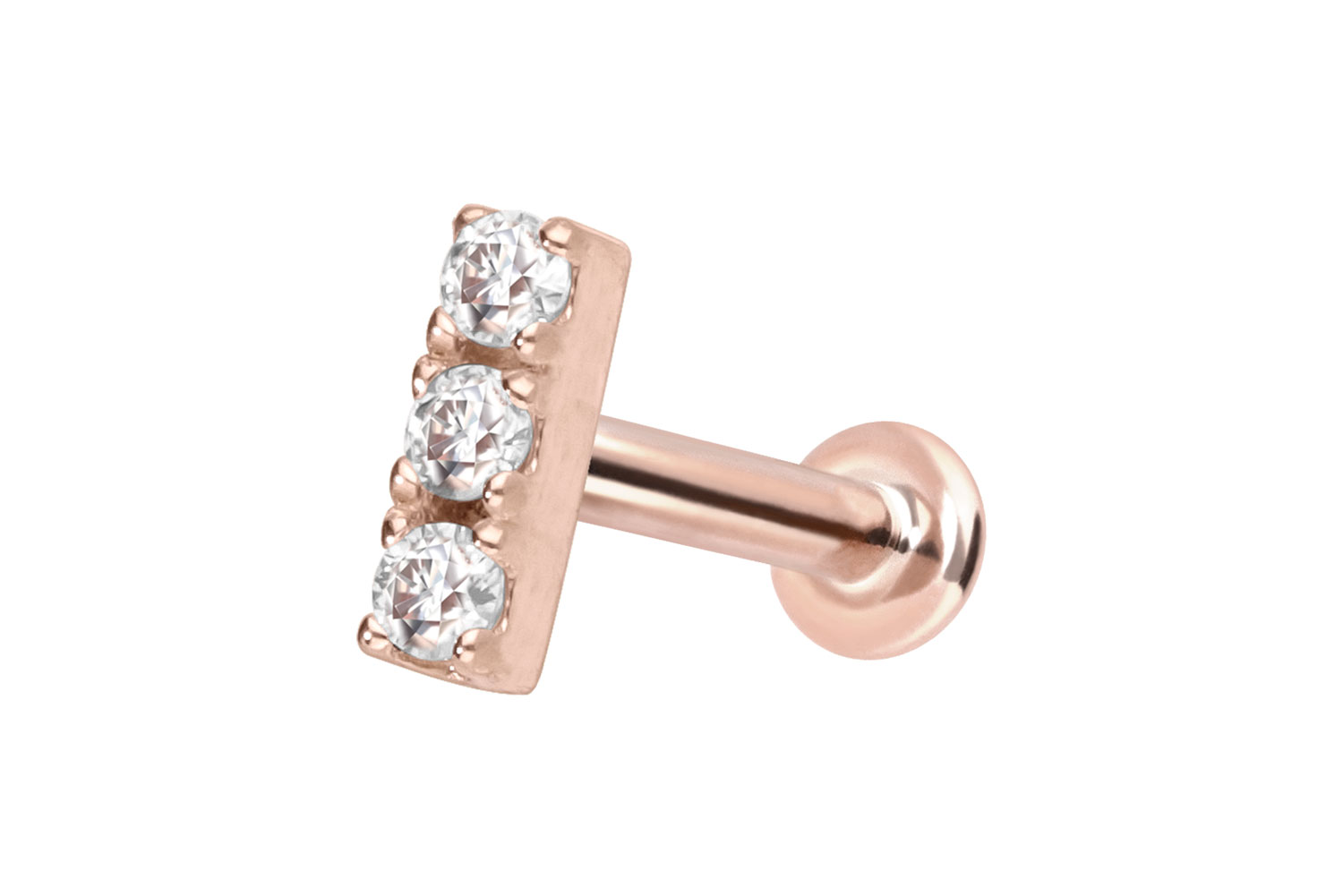14 Karat Gold Labret mit Push Fit MOISSANIT-BALKEN
