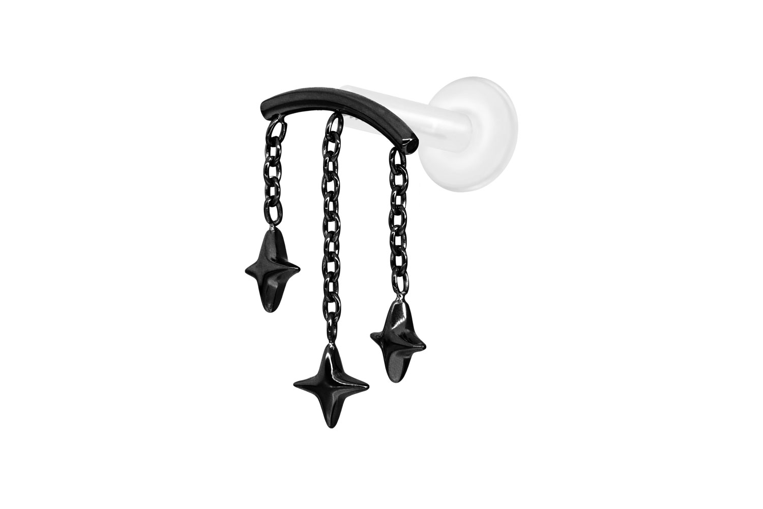 PTFE Labret mit Innengewinde + Titan-Aufsatz BOGEN + 3 STERNE