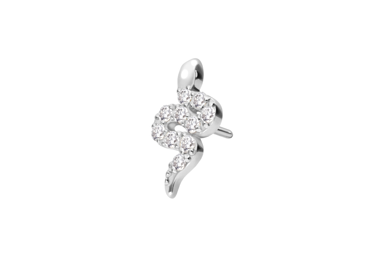 14 carat gold screw-in attachment with external thread MOISSANITE SNAKE