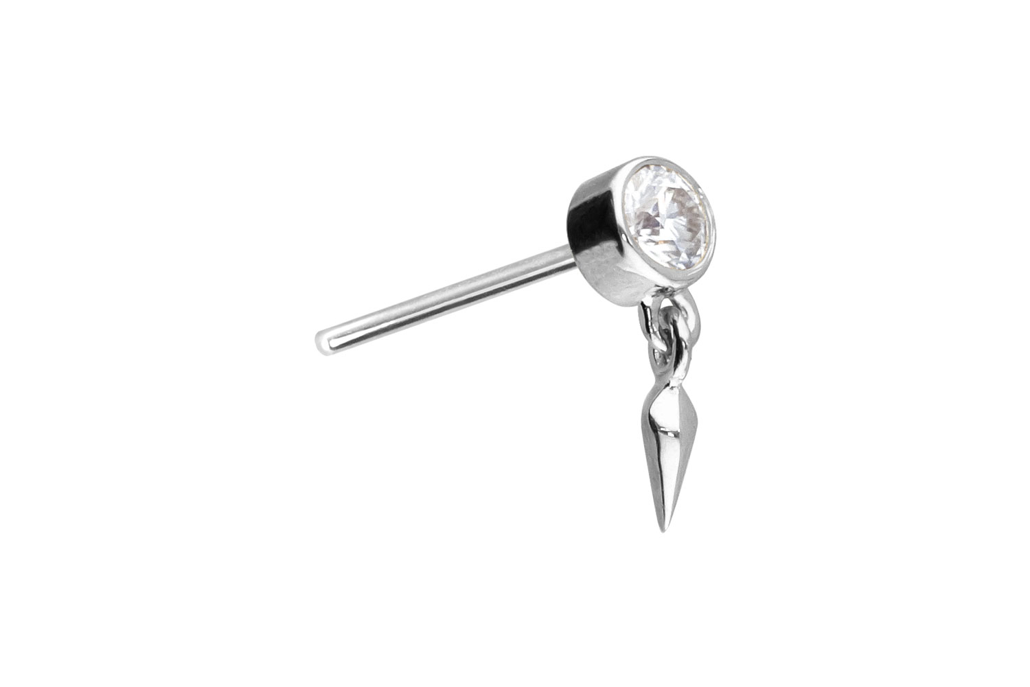 14 Karat Gold Aufsatz mit Titan Push Pin MOISSANIT + SPITZE
