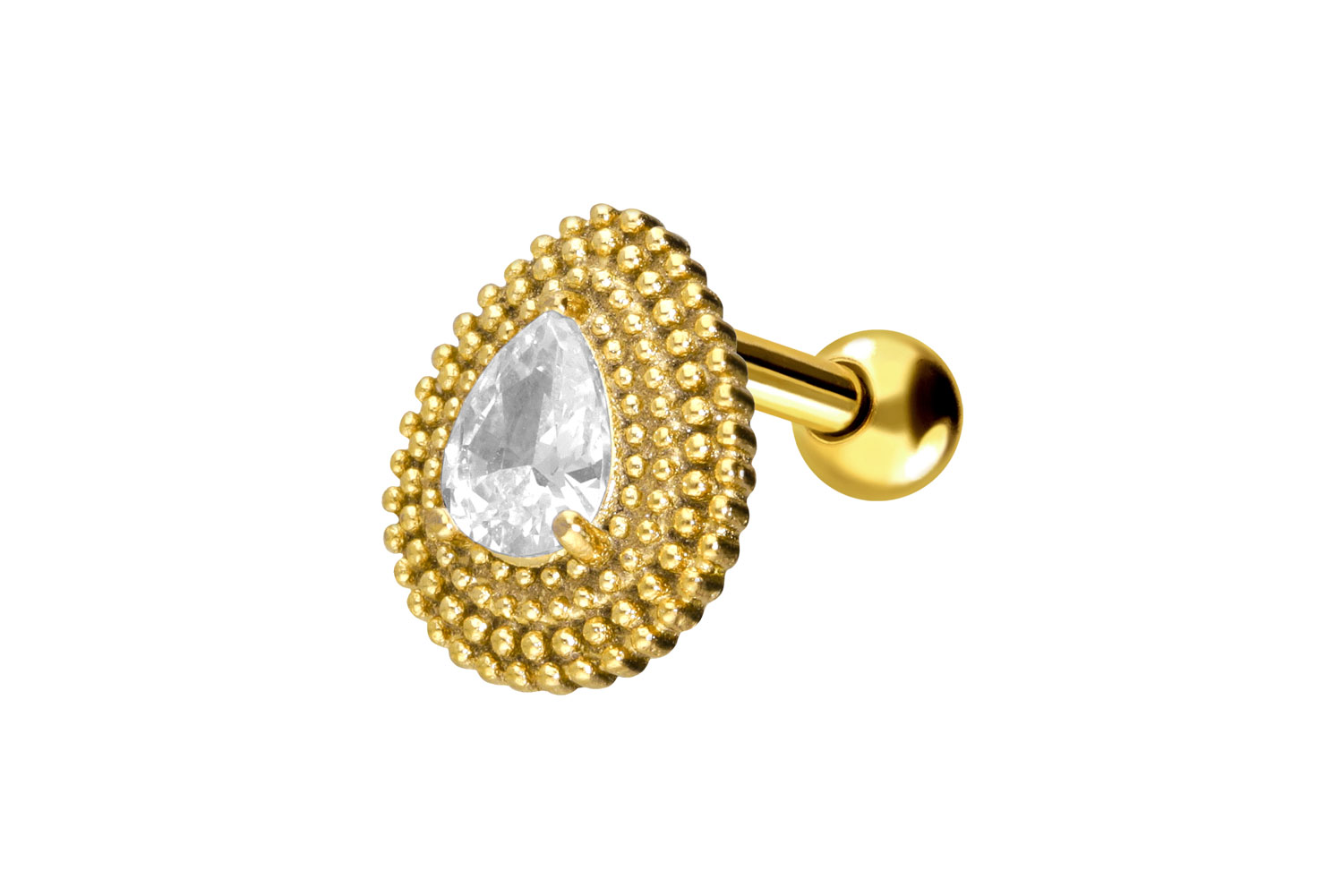 Chirurgenstahl Ohrpiercing TROPFEN + KRISTALL