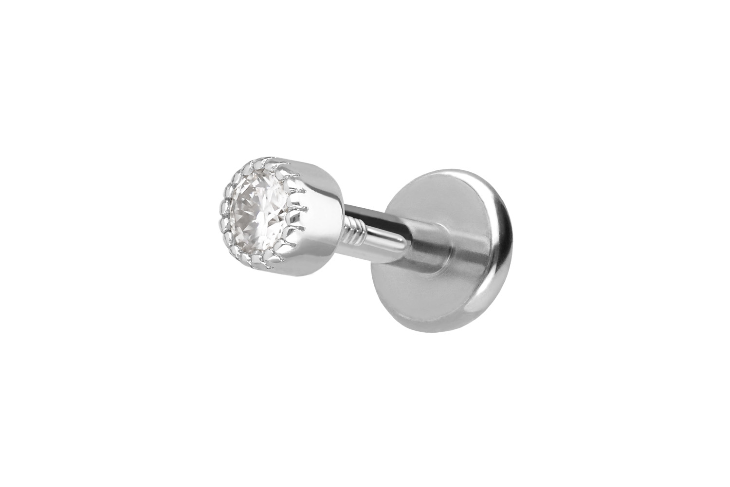 Titan Labret mit Innengewinde + 925er Silber Aufsatz MOISSANIT-DISC