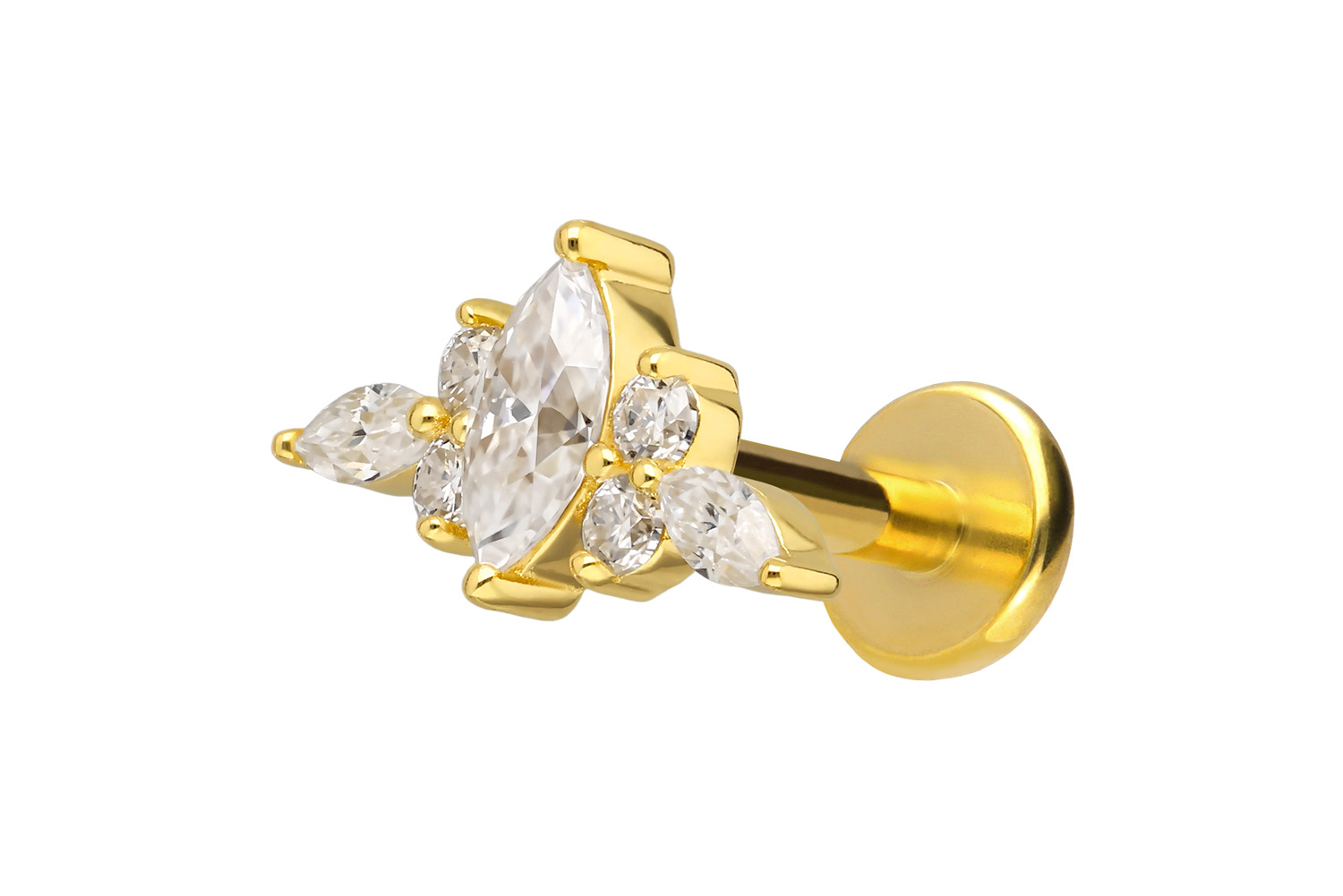 Titan Labret mit Innengewinde + 925er Silber Aufsatz MOISSANIT-DESIGN