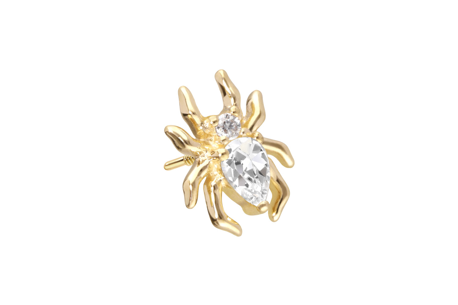 14 carat gold screw-in attachment with external thread MOISSANITE SPIDER
