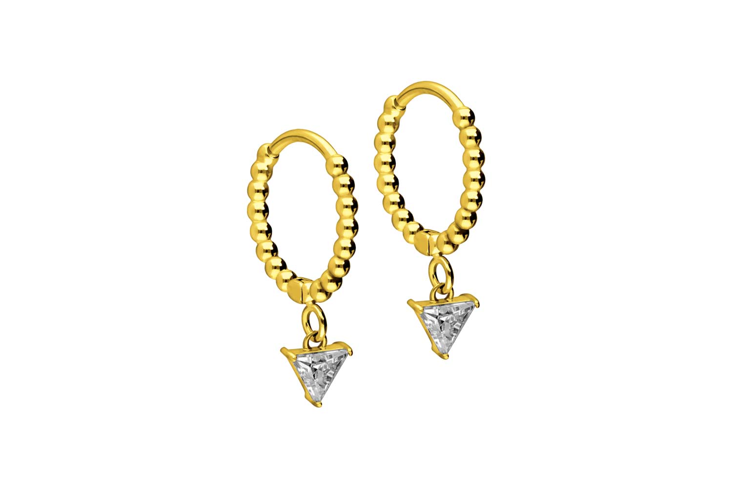 Chirurgenstahl Ohrclicker Creolen KUGELN + KRISTALLDREIECK