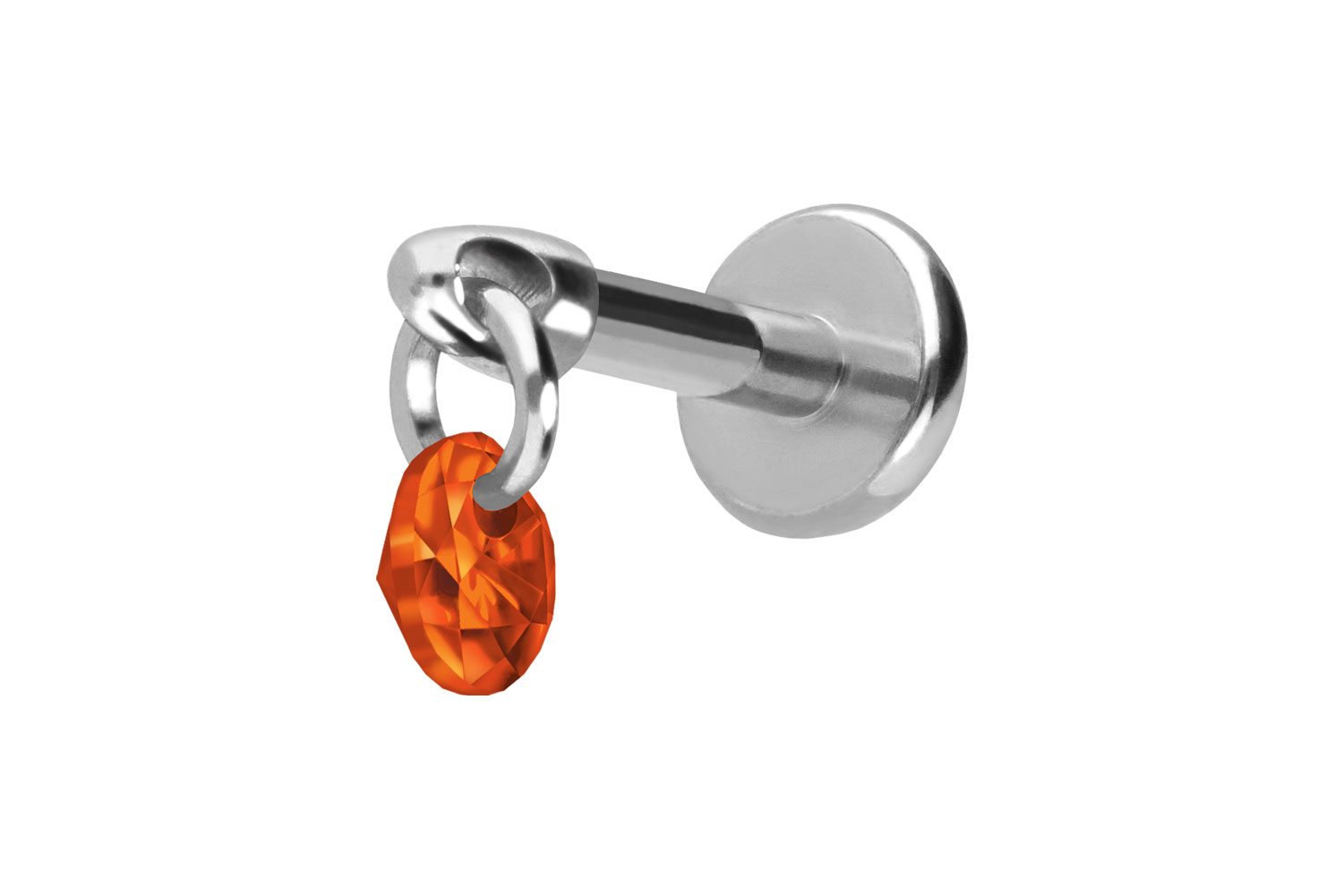 Titan Labret mit Push Fit RUNDER KRISTALL